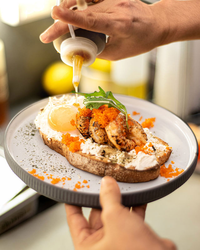 the prawn special ricotta toast at Cotta hidden rooftop cafe, Kuala Lumpur